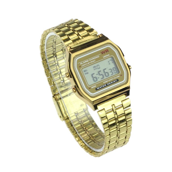 2017 Hot Sale Women Men Unisex watches Stainless Steel Digital Alarm relogio masculino Wrist Watch silver/gold square-male-watch