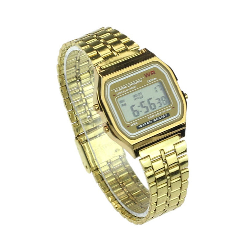 2017 Hot Sale Women Men Unisex watches Stainless Steel Digital Alarm relogio masculino Wrist Watch silver/gold square-male-watch