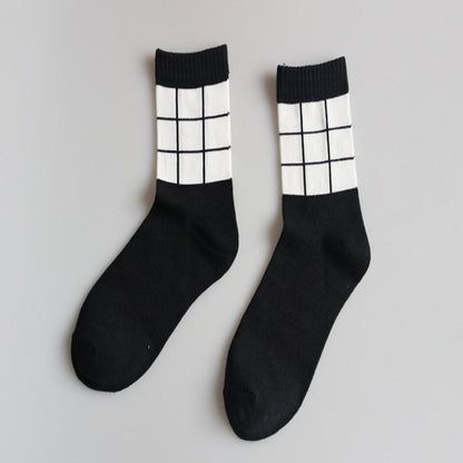 2017 Newly Spring summer Chinese language Men's Japan South Korea personality style Black and white men fashion Breathable socks