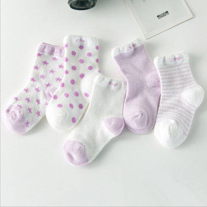 2018 5 Pair=10PCS/lot Baby Socks Neonatal Summer Mesh Cotton Polka dots plain  Kids Girls Boys Children Socks For 1-3Year