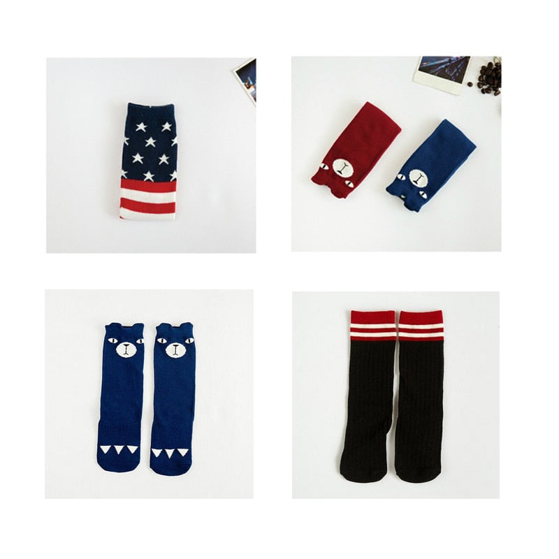 2018 Cartoon Cute Kids Socks Bear Animal Baby Cotton Socks Knee High Long LegWarmers Cute Socks Boy Girl Children socks 0-6 Y