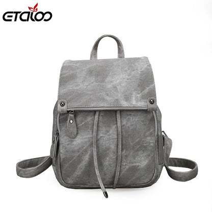 2018 College Wind Backpack Shoulder Bag PU Leather Women's bag fashion ladies backpack Mochila Escolar School Bags For Teenagers