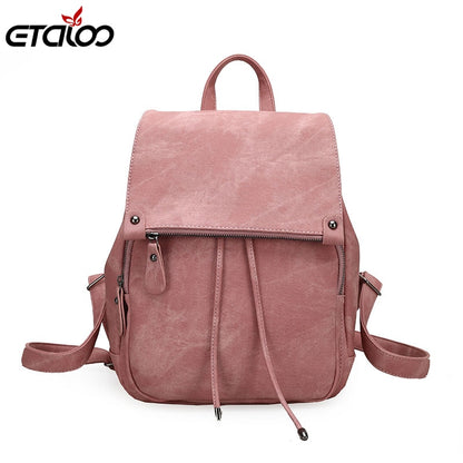 2018 College Wind Backpack Shoulder Bag PU Leather Women's bag fashion ladies backpack Mochila Escolar School Bags For Teenagers