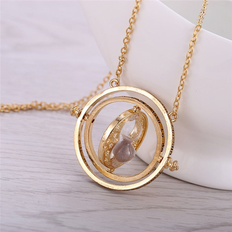 2018 Hot Selling Harry necklace time turner necklace hourglass Potter Necklace Hermione Granger Rotating Spins