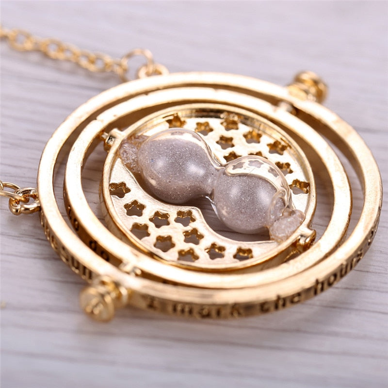 2018 Hot Selling Harry necklace time turner necklace hourglass Potter Necklace Hermione Granger Rotating Spins