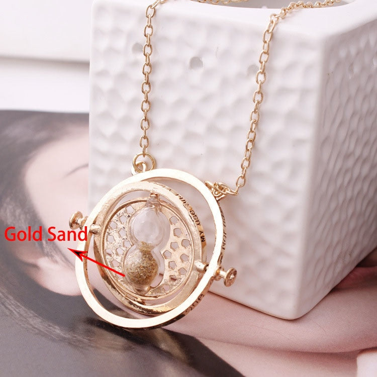 2018 Hot Selling Harry necklace time turner necklace hourglass Potter Necklace Hermione Granger Rotating Spins