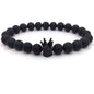 2018 Hot Trendy Pave Black Zirconia Gold King Crown Charm Bracelet Men Matte Stone Bead Bracelet