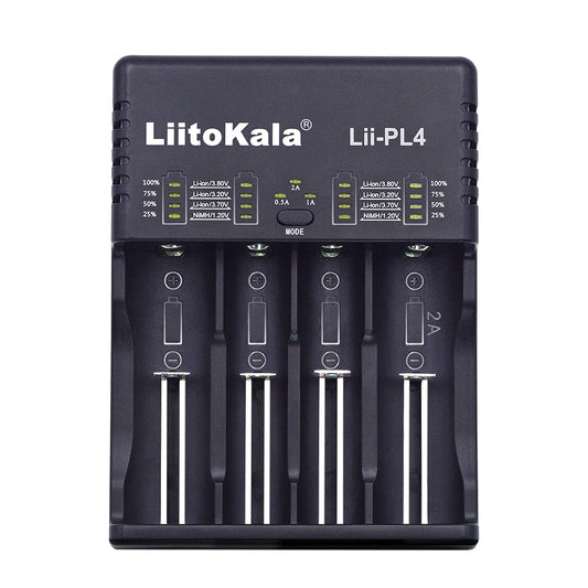 2018 LiitoKala Lii-PL4 18650 Battery 21700 26650 18350 AA AAA Fast Charger Li-Ion 4.2V/4.35V Lithium Iron 3.6V and NiMH/Cd 1.2V