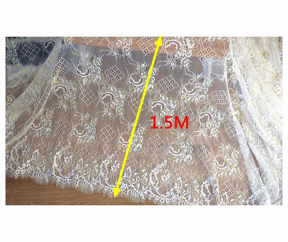 2018 NEW wedding saree gold lace fabric 1 piece/3 meters long! Eyelash french lace for weding dresses and gowns Quality