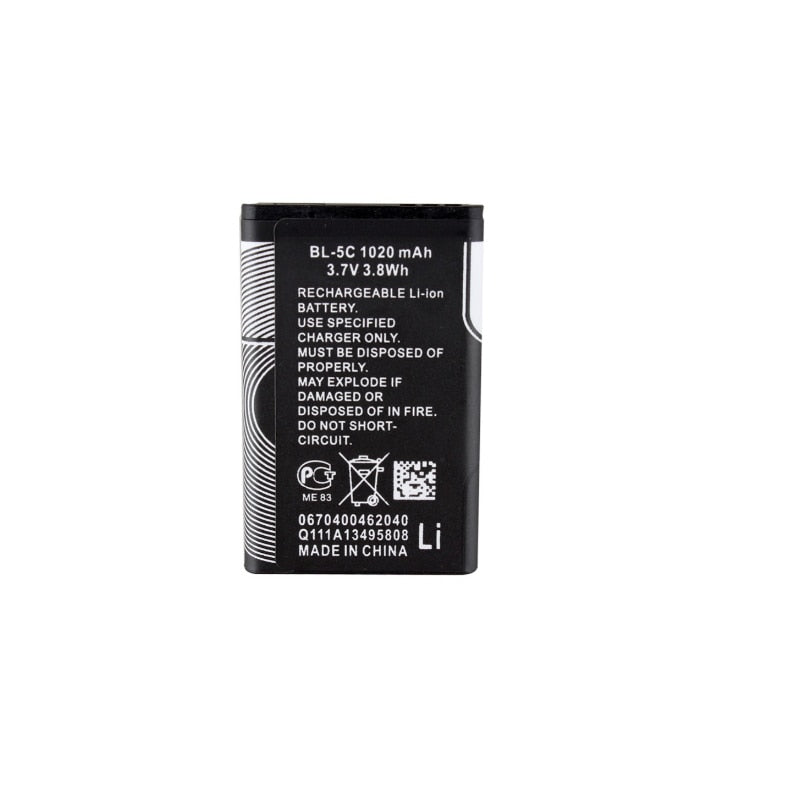 2018 New 100%  BL-5C Original Mobile Phone Battery For Nokia BL 5C 1100 6600 6230 1108 1112 1200 n70 n91 Replacement Battery