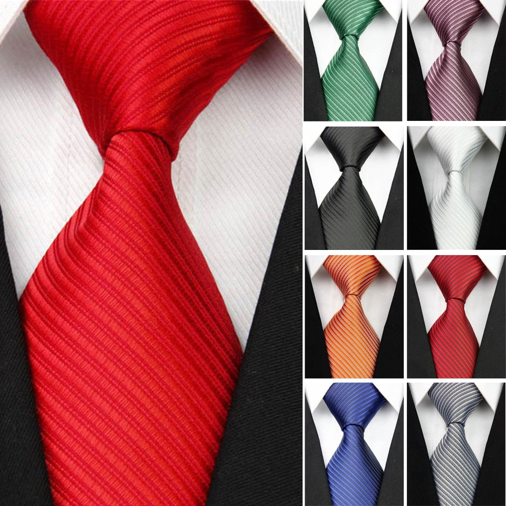 2018 New Wide Silk Ties for Men Striped Solid 10cm Men's Neckties Business Red Wedding Suit Neck Tie Black White Blue Gravatas