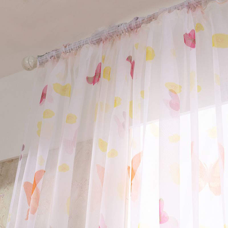 2018  Retail New Butterfly Printed Tulle Voile Door Window Balcony Sheer Panel Screen Curtain