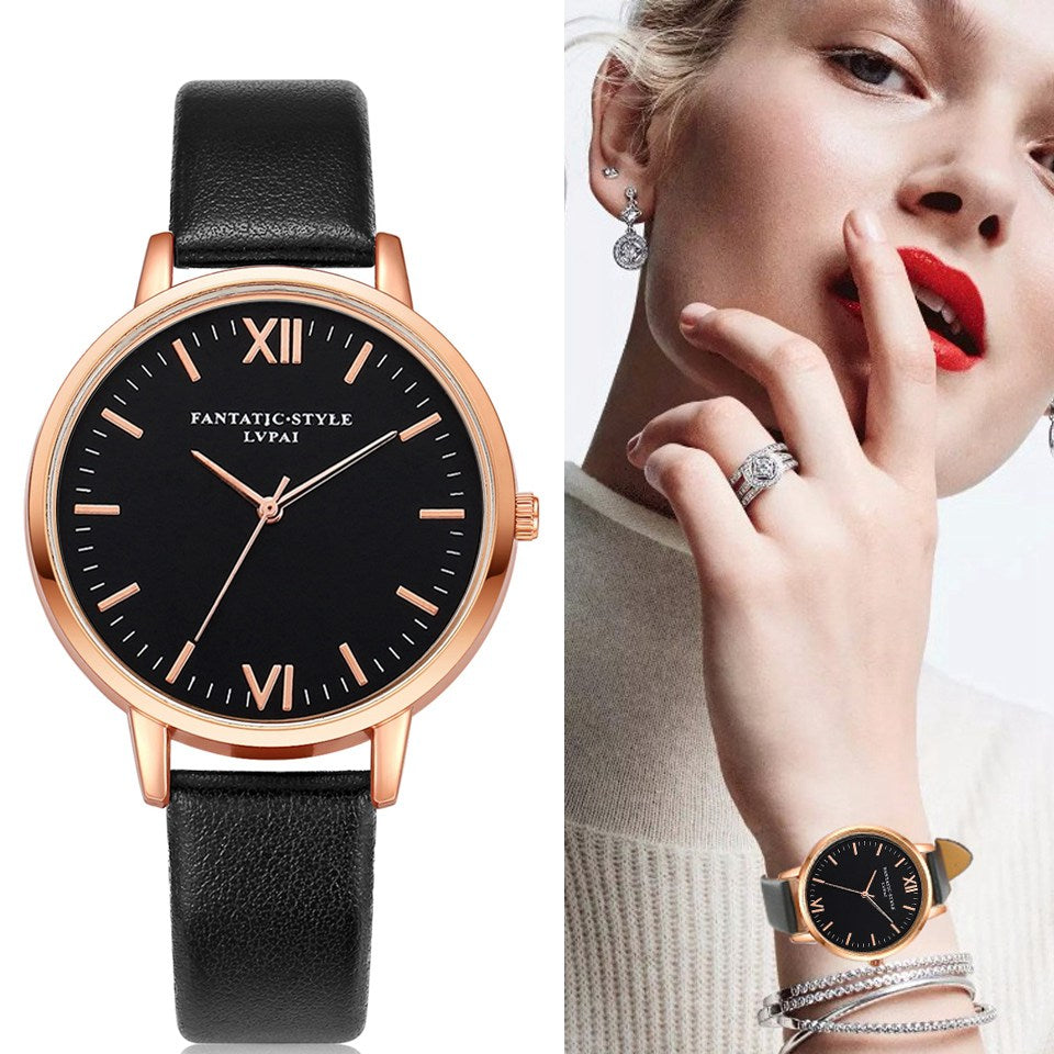 2018 Rose Gold Lvpai Brand Leather Watch Luxury Classic Wrist Watch Fashion Casual Simple Quartz Wristwatch Clock Women Watches