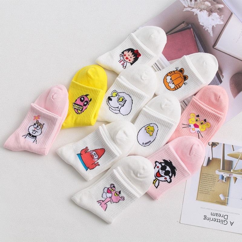 2018 Spring Summer  High Quality Cute Funny Harajuku Cartoon Women Socks Animals Pattern Casual Cotton Short Socks for female