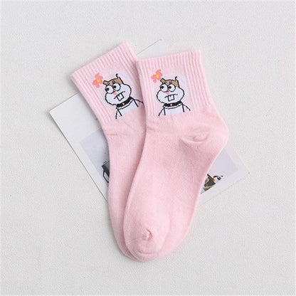 2018 Spring Summer  High Quality Cute Funny Harajuku Cartoon Women Socks Animals Pattern Casual Cotton Short Socks for female