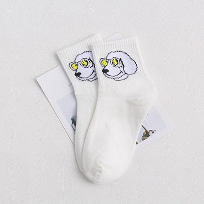 2018 Spring Summer  High Quality Cute Funny Harajuku Cartoon Women Socks Animals Pattern Casual Cotton Short Socks for female