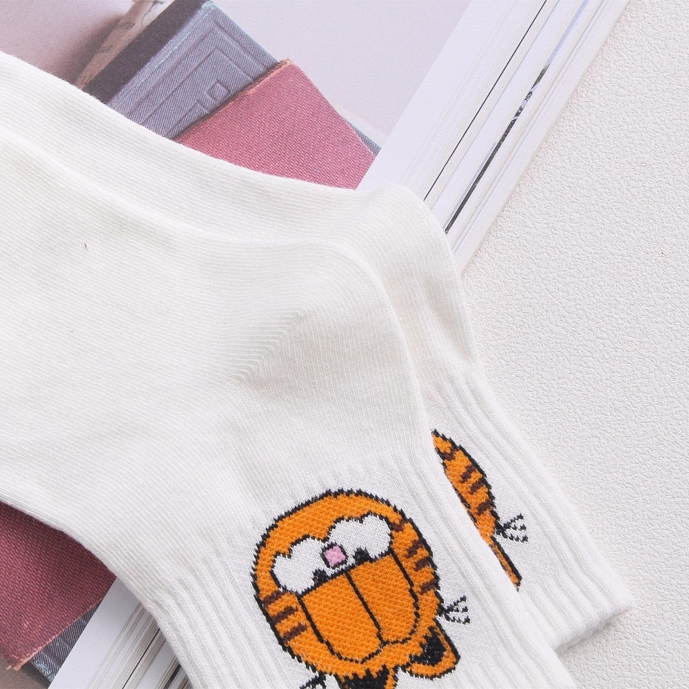 2018 Spring Summer  High Quality Cute Funny Harajuku Cartoon Women Socks Animals Pattern Casual Cotton Short Socks for female