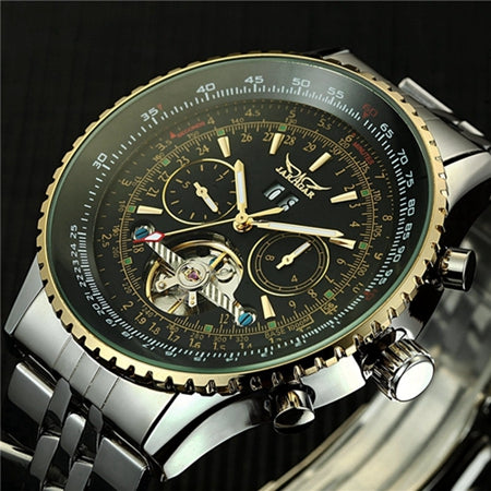 2018 Watches Men Stainless Steel Mechanical Watches Self-Wind Wristwatch Automatic Tourbillon Watch Relogio Masculino