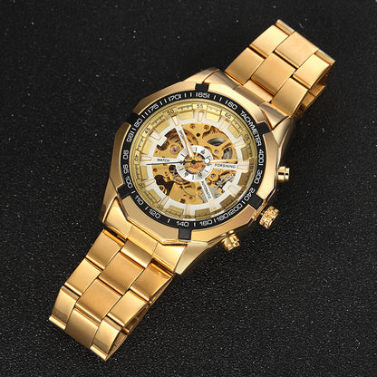 2018 Winner Luxury Sport Designer Gold Skeleton Mechanical Watch Men Alloy Male Clock Wristwatches Relogio Masculino