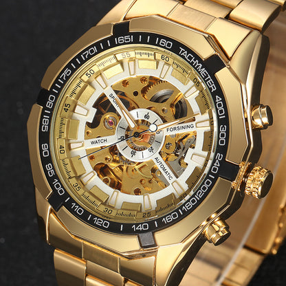 2018 Winner Luxury Sport Designer Gold Skeleton Mechanical Watch Men Alloy Male Clock Wristwatches Relogio Masculino