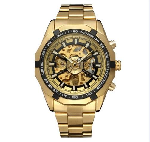 2018 Winner Luxury Sport Designer Gold Skeleton Mechanical Watch Men Alloy Male Clock Wristwatches Relogio Masculino