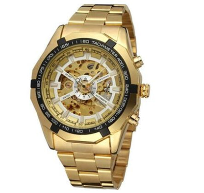 2018 Winner Luxury Sport Designer Gold Skeleton Mechanical Watch Men Alloy Male Clock Wristwatches Relogio Masculino