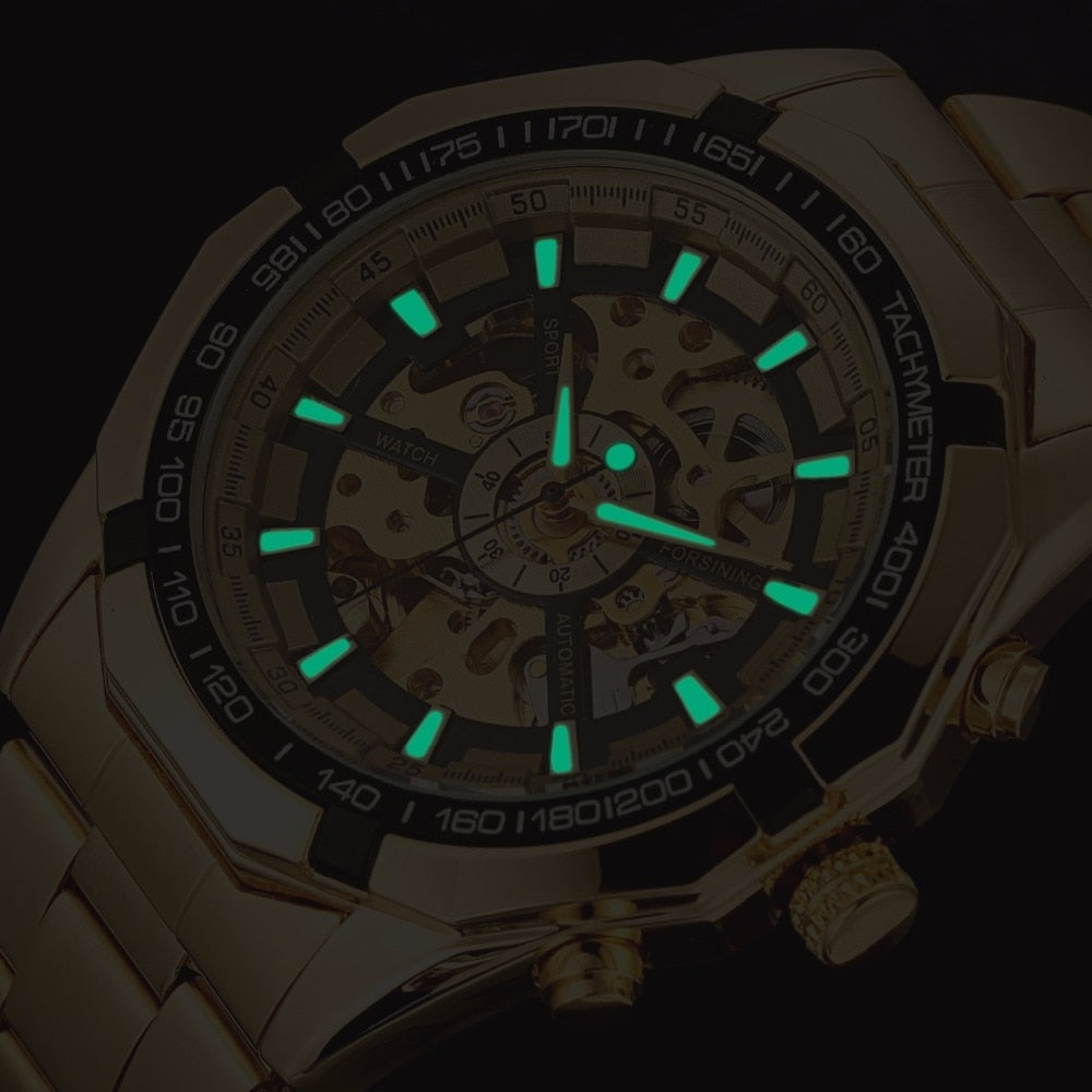 2018 Winner Luxury Sport Designer Gold Skeleton Mechanical Watch Men Alloy Male Clock Wristwatches Relogio Masculino