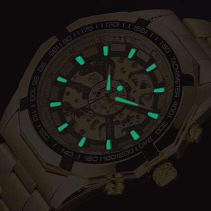 2018 Winner Luxury Sport Designer Gold Skeleton Mechanical Watch Men Alloy Male Clock Wristwatches Relogio Masculino