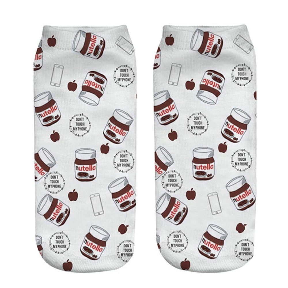 2018 new funny 3d print socks cute 3D white "nutella" Character Unisex Socks Hot women Mujer unisex Fashion Sox cartoon cat sox