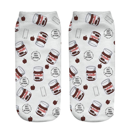 2018 new funny 3d print socks cute 3D white "nutella" Character Unisex Socks Hot women Mujer unisex Fashion Sox cartoon cat sox