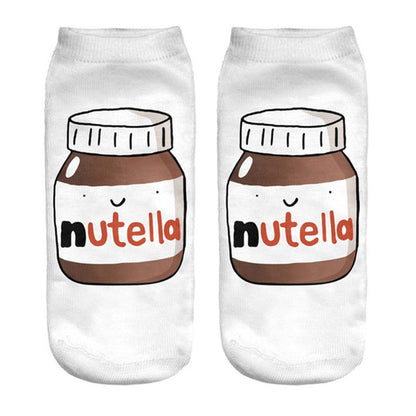 2018 new funny 3d print socks cute 3D white "nutella" Character Unisex Socks Hot women Mujer unisex Fashion Sox cartoon cat sox