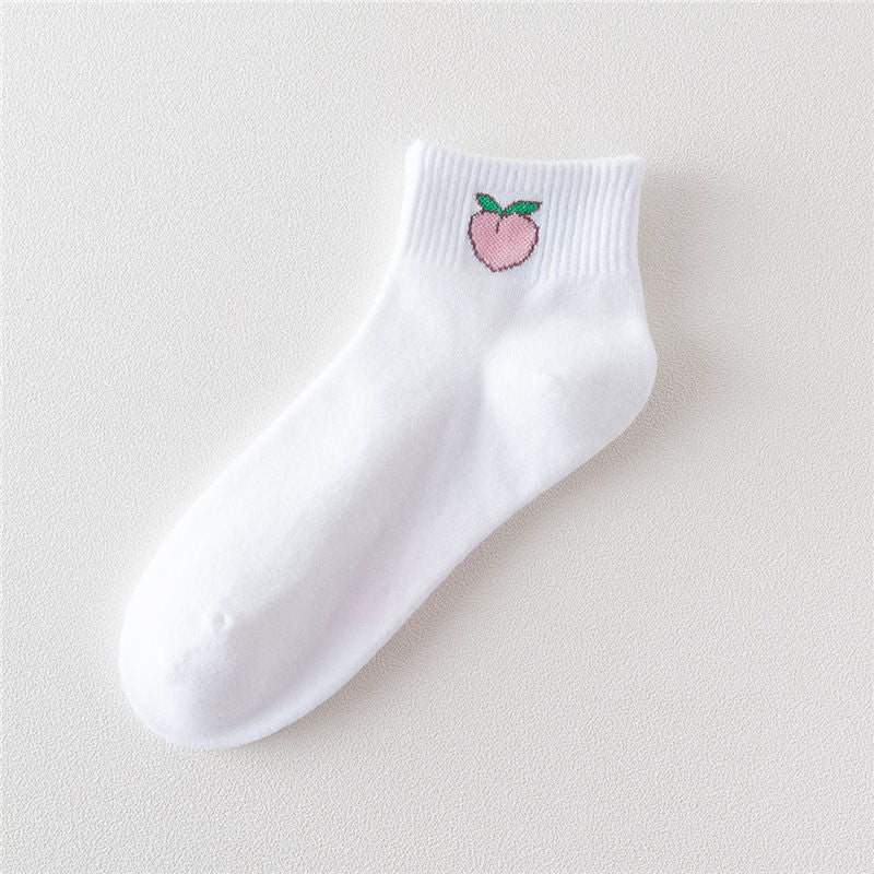 2018 new spring summer art fresh fruit boat socks white comfortable cotton socks