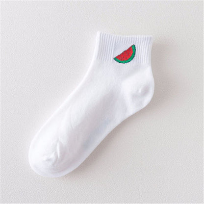 2018 new spring summer art fresh fruit boat socks white comfortable cotton socks