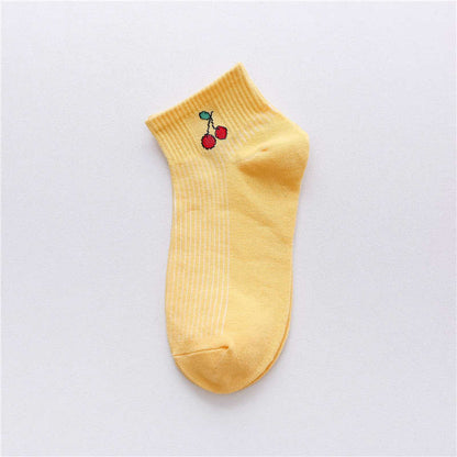 2018 new spring summer art fresh fruit boat socks white comfortable cotton socks