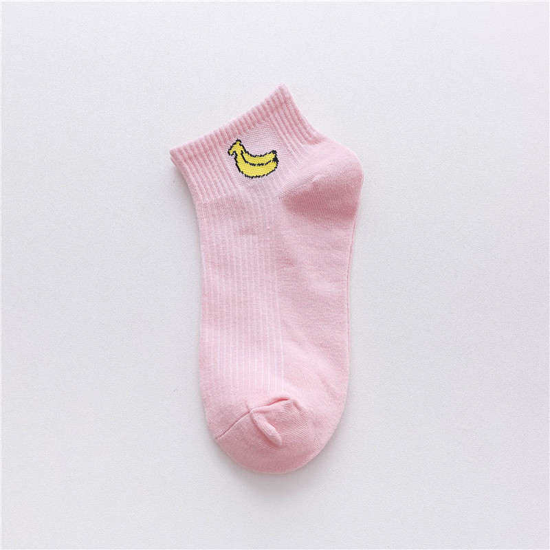 2018 new spring summer art fresh fruit boat socks white comfortable cotton socks