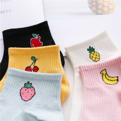 2018 new spring summer art fresh fruit boat socks white comfortable cotton socks