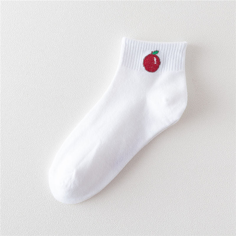 2018 new spring summer art fresh fruit boat socks white comfortable cotton socks