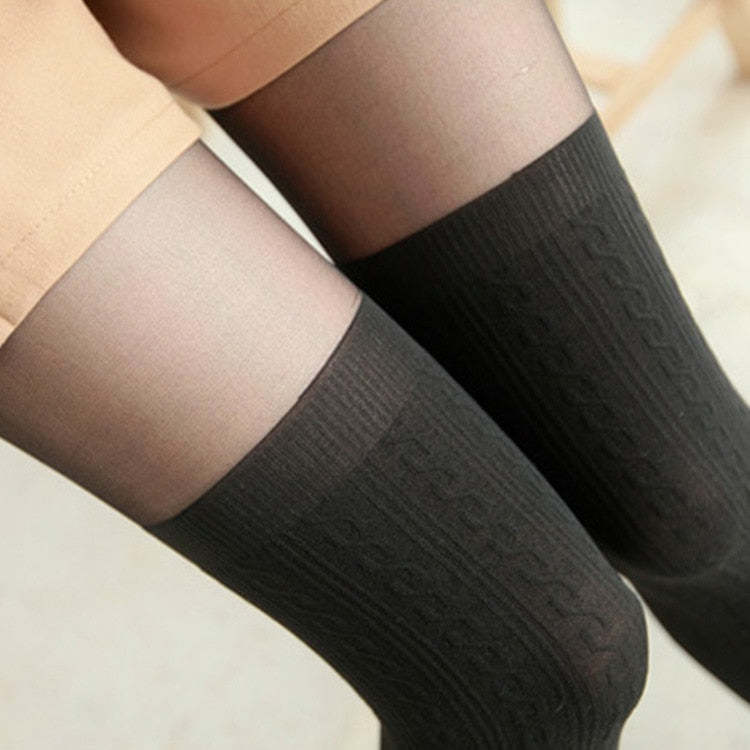 2018 tights women Spring Autumn style Women Girls Cute Black Twisted Knee Stockings Twisted Pantyhose Tights Female Pantys