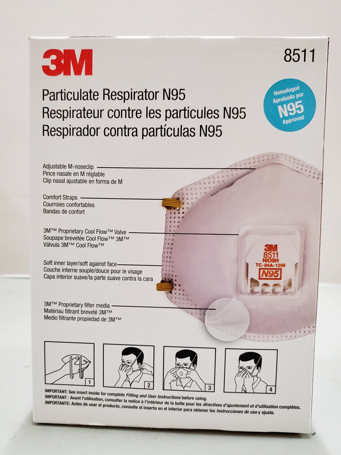 3M 8511 Dust Mask PM 2.5 Anti-fog Particulate Valved Respirator Anti influenza Breathing Valve Adult N95 Safety Dustproof Masks. CURBSIDE PICK UP AVAILABLE