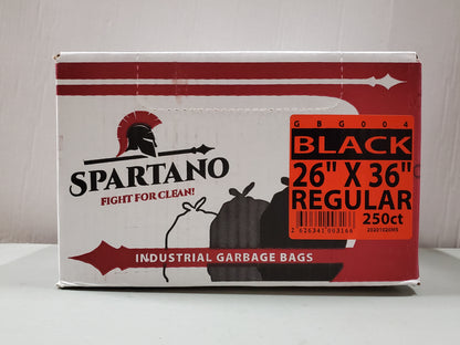 26 x 36 Black Regular Garbage Bags 250/cs. CURBSIDE PICK UP AVAILABLE