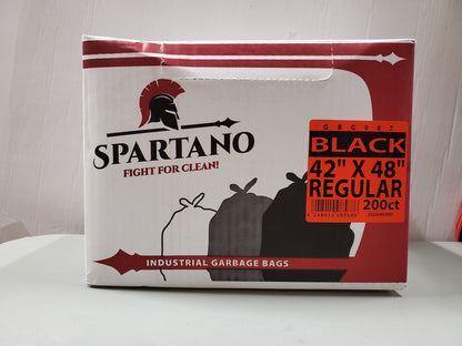 42 x 48 Black Regular Garbage Bags 200/cs. Brand Spartano