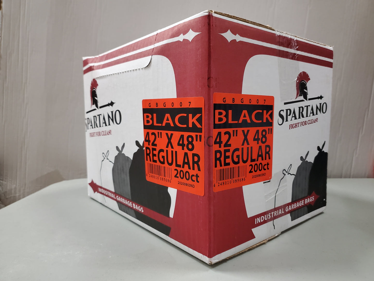 42 x 48 Black Regular Garbage Bags 200/cs. Brand Spartano