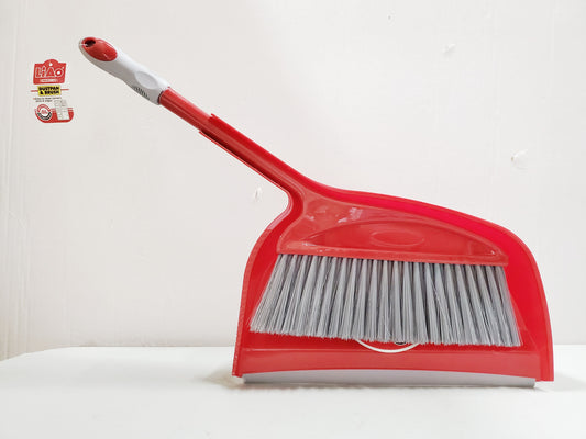 LIAO RED DUSTPAN & BRUSH SET CLEANING BRUSH ALL PURPOSE CLEANER.