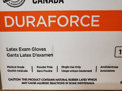 FORCEFIELD CANADA DURAFORCE LATEX EXAM GLOVES MEDICAL GRADE, POWDER FREE AMBIDEXTROUS