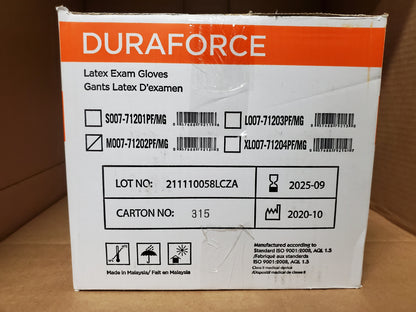 FORCEFIELD CANADA DURAFORCE LATEX EXAM GLOVES MEDICAL GRADE, POWDER FREE AMBIDEXTROUS