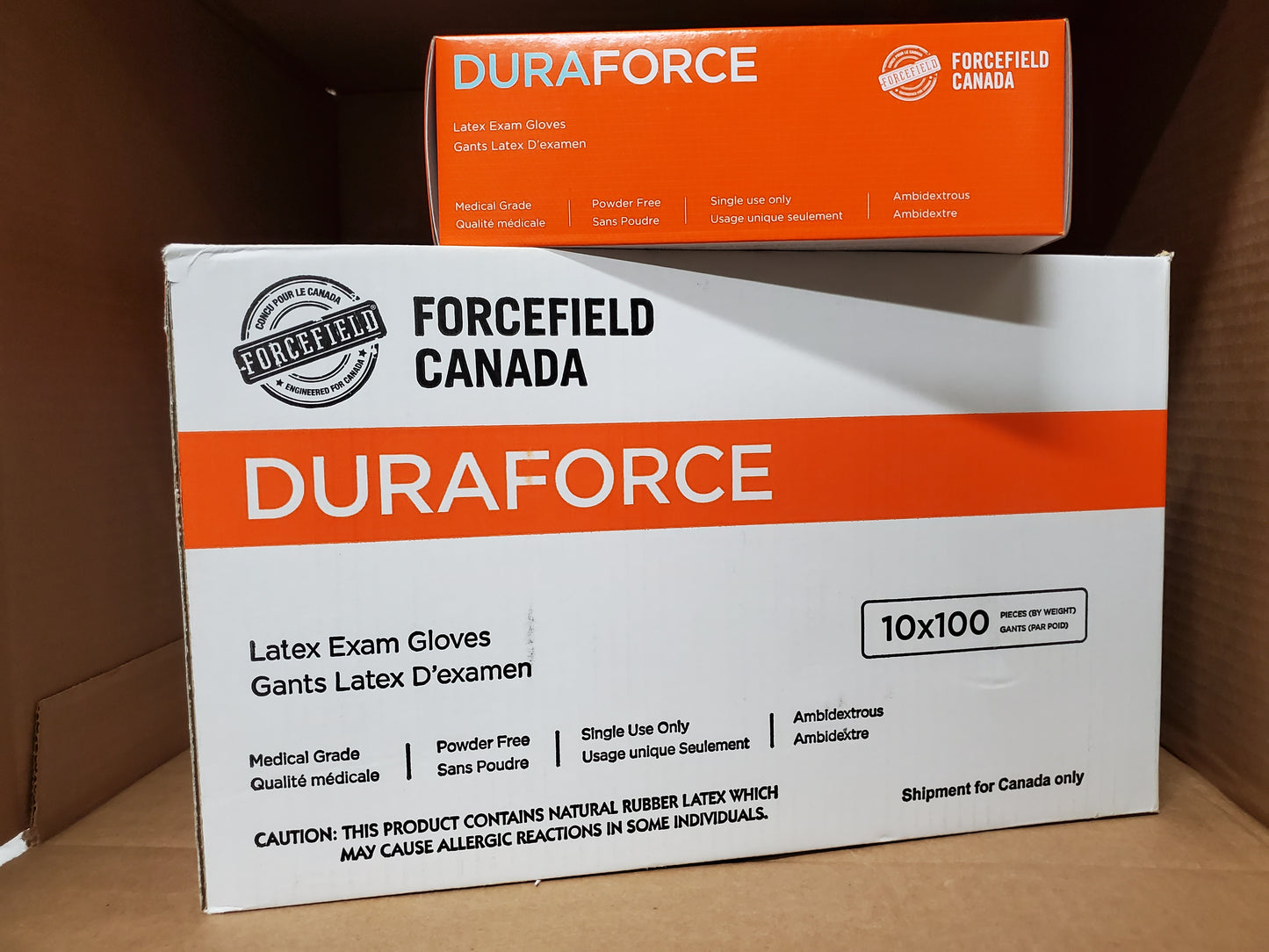 FORCEFIELD CANADA DURAFORCE LATEX EXAM GLOVES MEDICAL GRADE, POWDER FREE AMBIDEXTROUS