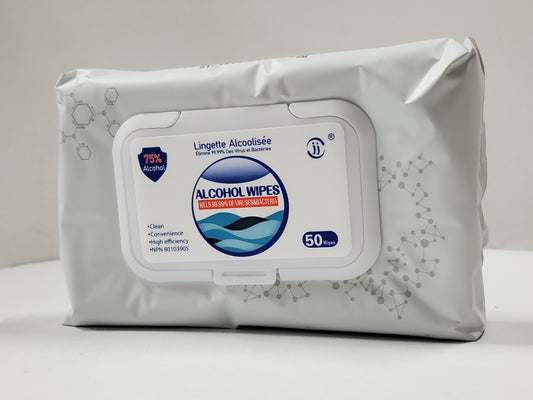 75% Alcohol Wipes Kills 99.99% of Viruses and Bacteria. 50 Wipes per Pack.