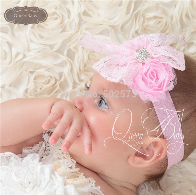 20pcs/lot   Shabby Flower  Lace Bow  Headband Baby Girl Headband Flowergirl Photo Prop