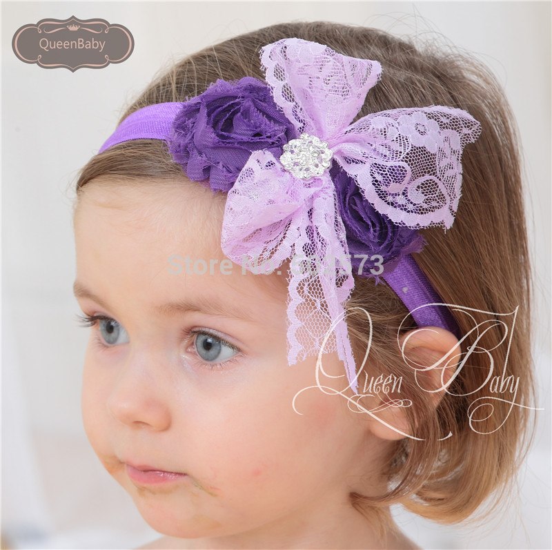 20pcs/lot   Shabby Flower  Lace Bow  Headband Baby Girl Headband Flowergirl Photo Prop