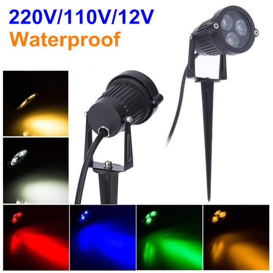 220V 110V Outdoor LED Garden Lawn Light 9W Landscape Lamp Spike Waterproof 12V Path Bulb Warm White Green Spot Lights